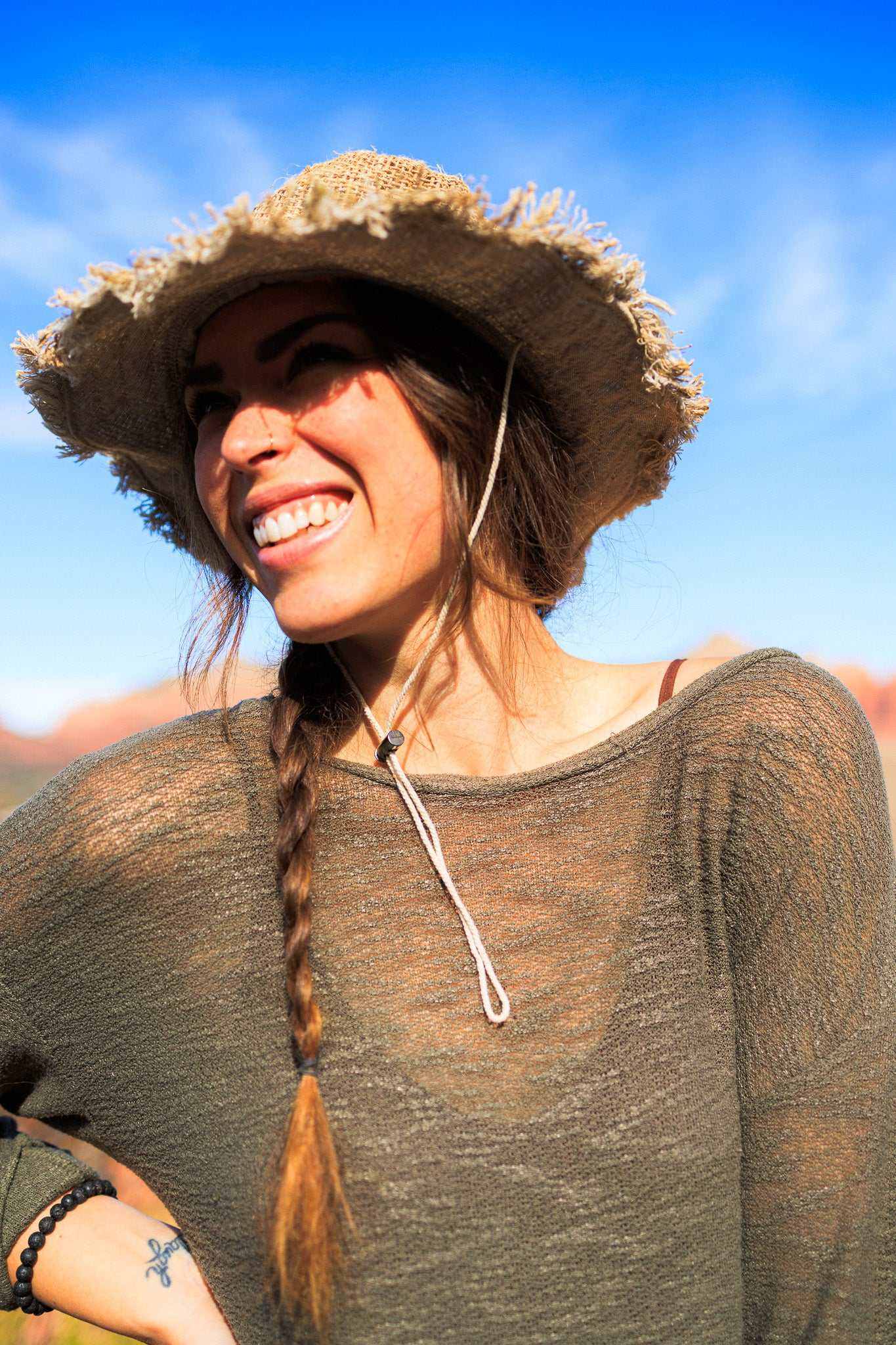 Safari Hat with Adjustable Chin Strap - Hemp Hat