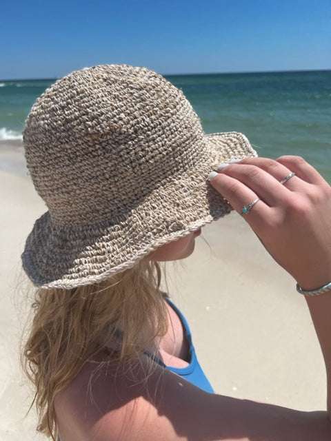 Hemp Crochet Sun Hat with Wire Brim-Handmade Eco-Friendly Summer Hat