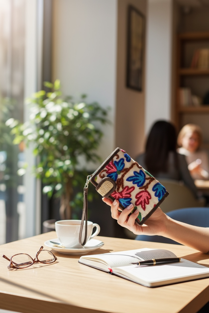 Hemp Bi-Fold Wallet with Floral Embroidery | Handmade Eco Wallet by Asatre
