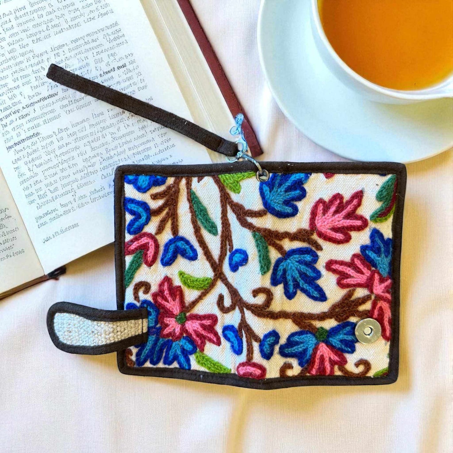 Hemp Bi-Fold Wallet with Floral Embroidery | Handmade Eco Wallet by Asatre