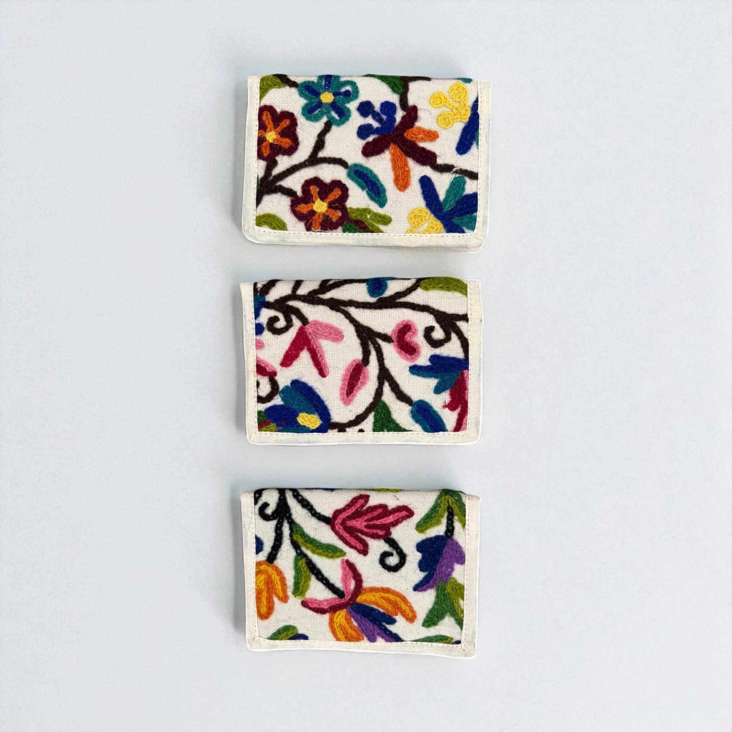 Hemp Floral Embroidered Passport Cover – Sustainable Handmade Travel Wallet by Asatre
