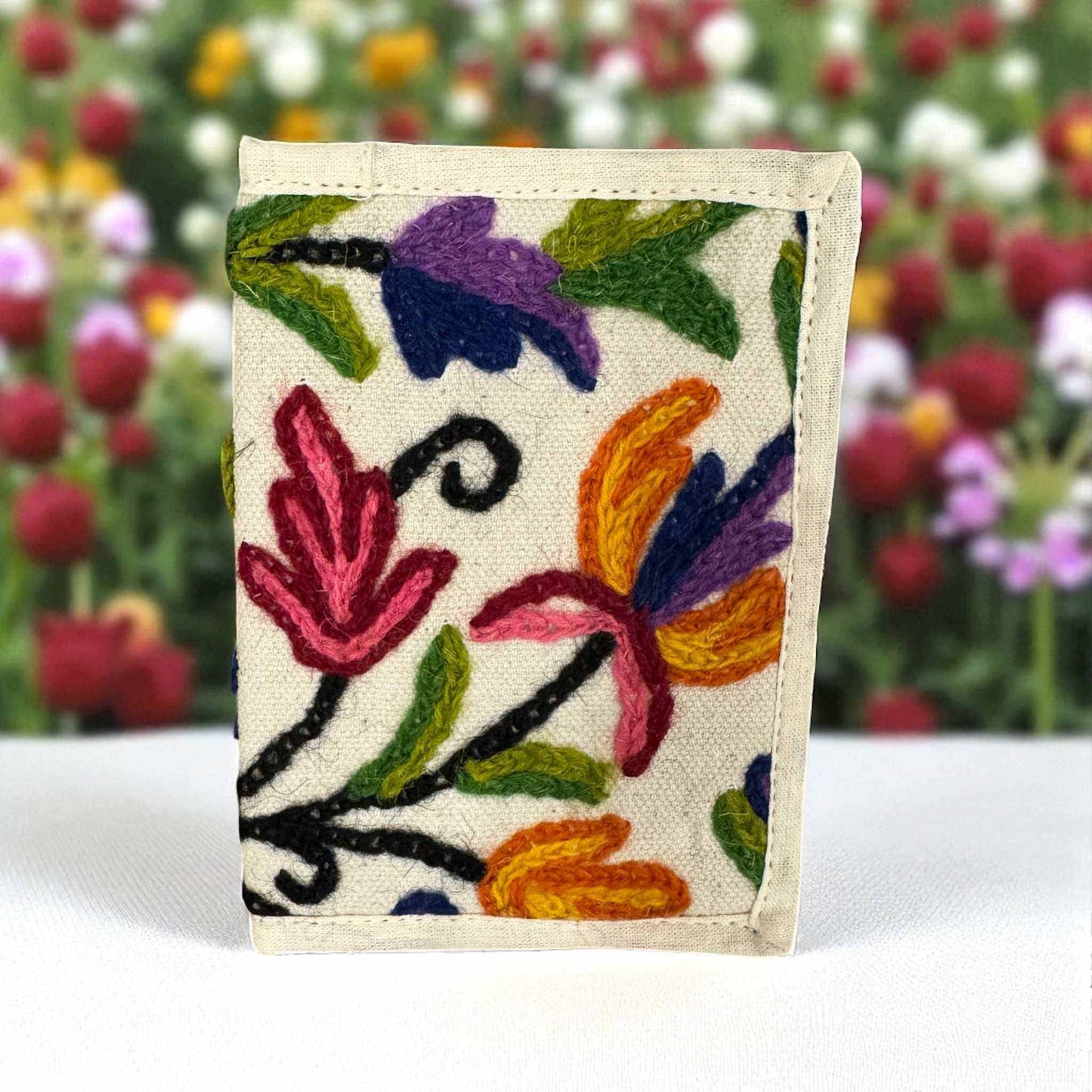Hemp Floral Embroidered Passport Cover – Sustainable Handmade Travel Wallet by Asatre