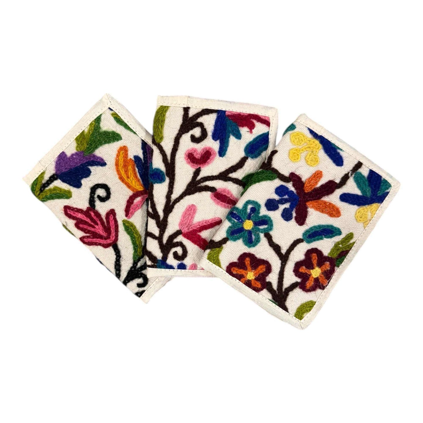 Hemp Floral Embroidered Passport Cover – Sustainable Handmade Travel Wallet by Asatre