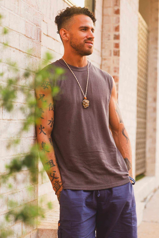 Athletic Workout Tank Mens Hemp Material Organic Cotton Blend Breathable Muscle Shirt Training Gear Fitness Enthusiast Essential Gym Performance Top Natural Fiber Construction Sweat Wicking Properties Summer Exercise Clothing Sleeveless