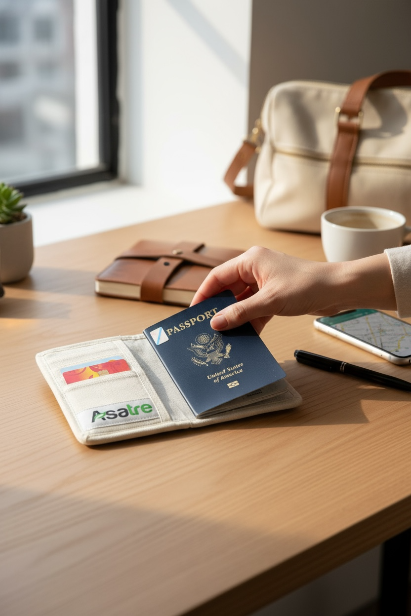 Hemp Floral Embroidered Passport Cover – Sustainable Handmade Travel Wallet by Asatre