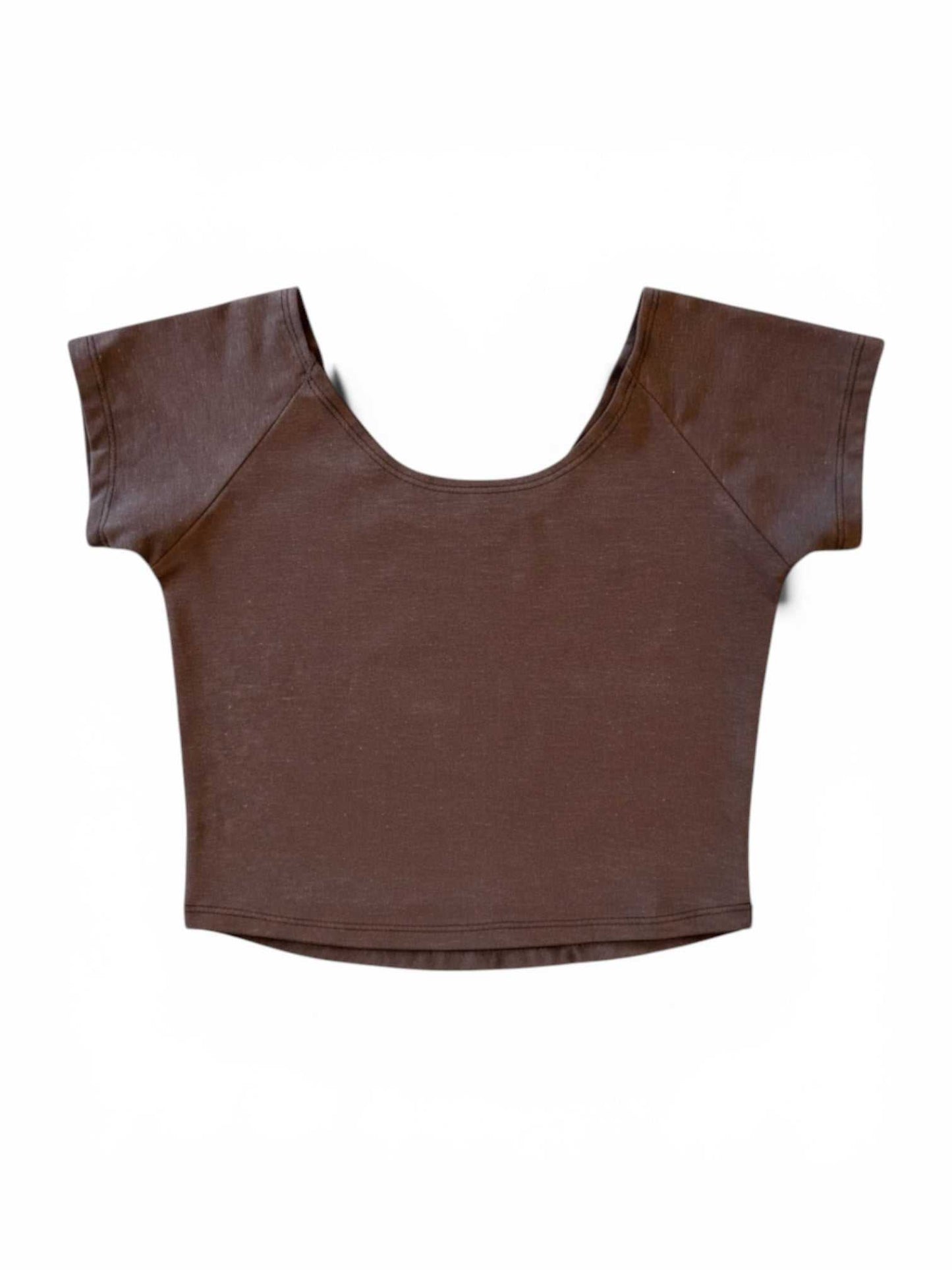 Brown Hemp Yoga cotton Crop Top Lay Flat