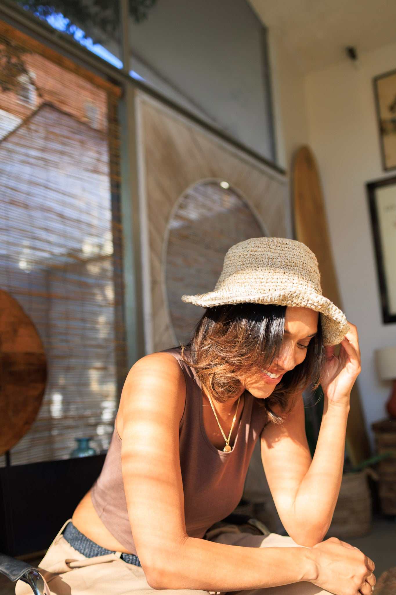 Hemp Crochet Hat - Eco-Friendly Handmade Sun Hat with Wire Brim for Summer