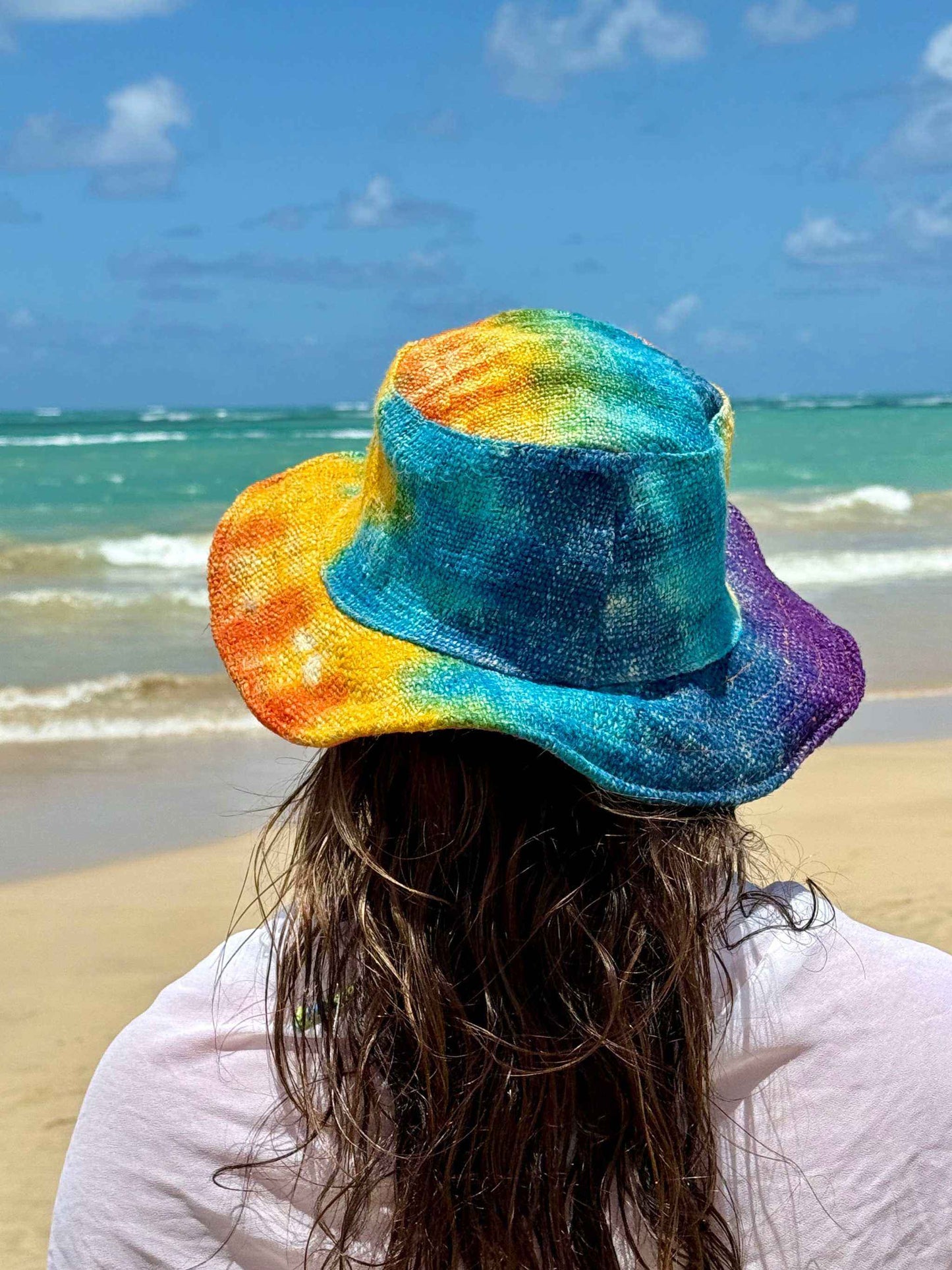 Tie dye hat - Hemp Rainbow Bucket or Sun Hat for Any Season