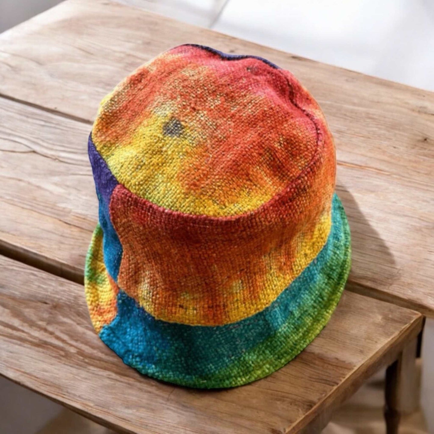 Tie dye hat - Hemp Rainbow Bucket or Sun Hat for Any Season