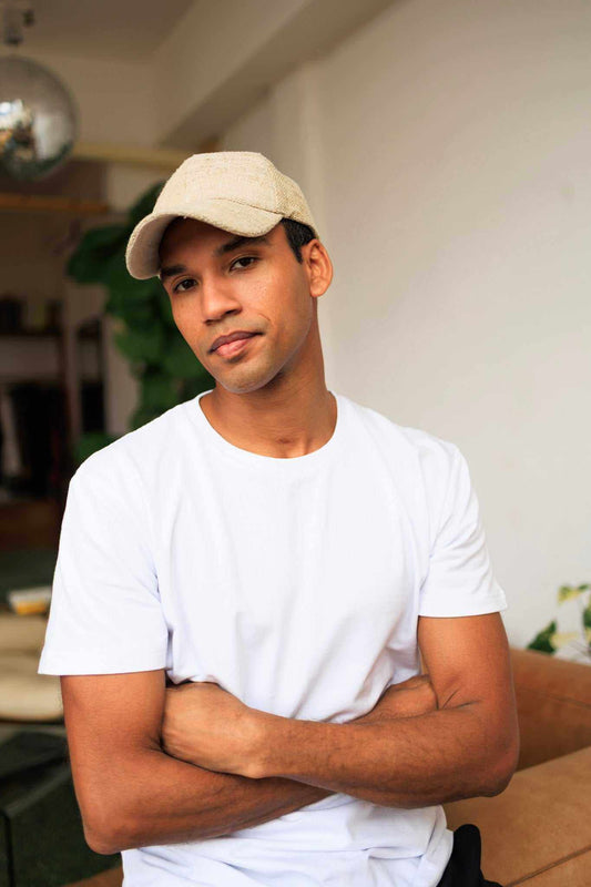 Hemp T-Shirt in plain white cotton-blend fabric, featuring a classic crew neck and short sleeves