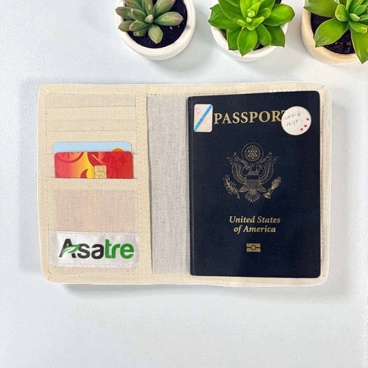 Hemp Floral Embroidered Passport Cover – Sustainable Handmade Travel Wallet by Asatre