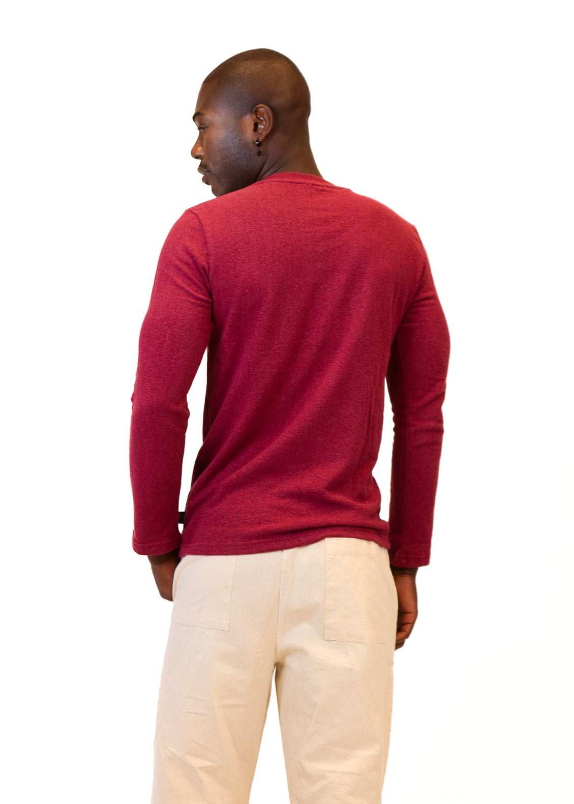 Men's Hemp Long Sleeve V-Neck Shirt