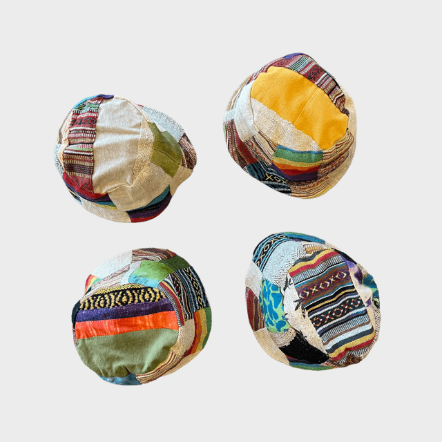 Hemp Hat - Eco-Friendly Patchwork Bucket or Sun Hat|Asatre