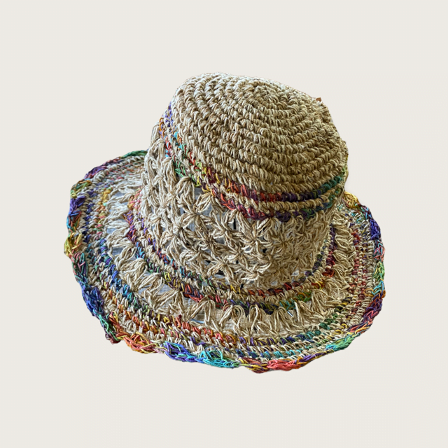 Hemp Crochet Sun Hat - Rainbow