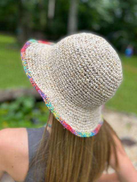 Hemp Crochet Sun Hat - Rainbow