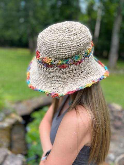 Hemp Crochet Sun Hat - Rainbow