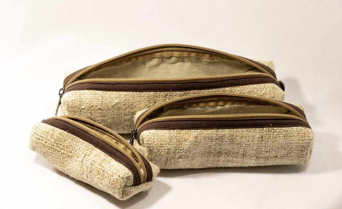 Zippered Pouches - Hemp Set of 3 Eco-Friendly Storage Bags|Asatre