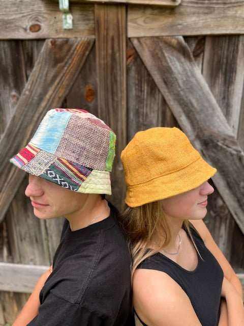 Hemp Hat - Eco-Friendly Patchwork Bucket or Sun Hat|Asatre
