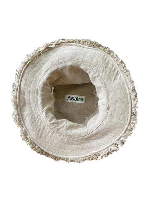 Eco-friendly hemp hat with wide brim for sun protection, unisex design, natural color.