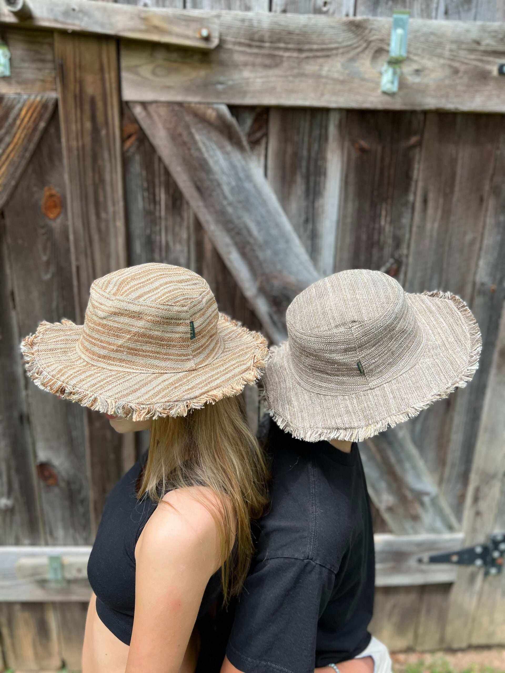 Hemp linen sun hat in neutral colors, lightweight with wide brim, suitable for outdoor activities.