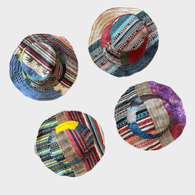 Hemp Hat - Eco-Friendly Patchwork Bucket or Sun Hat|Asatre