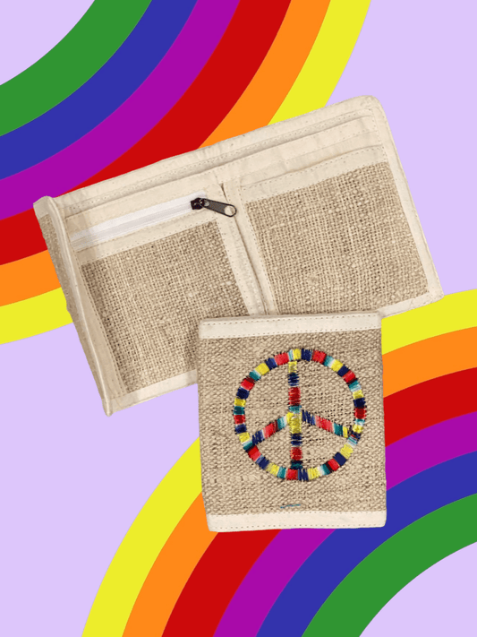 Hemp Bi-fold Wallet - Rainbow Peace Symbol
