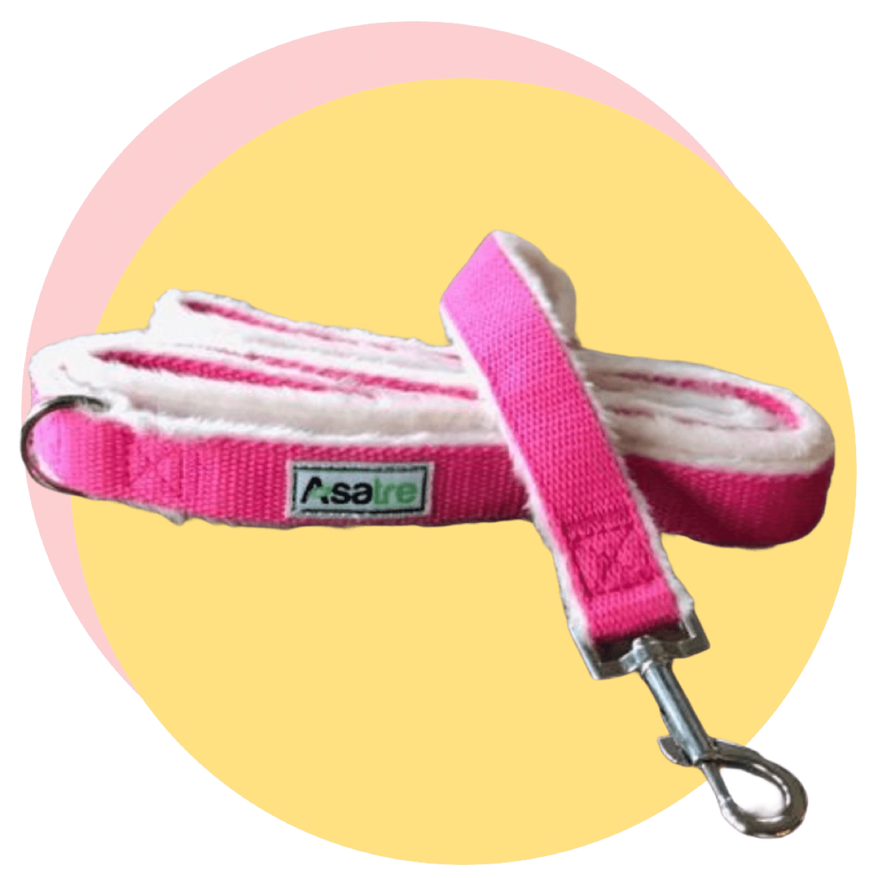 Pink leash with metal clasp, small or large size, durable and comfortable for daily walks.