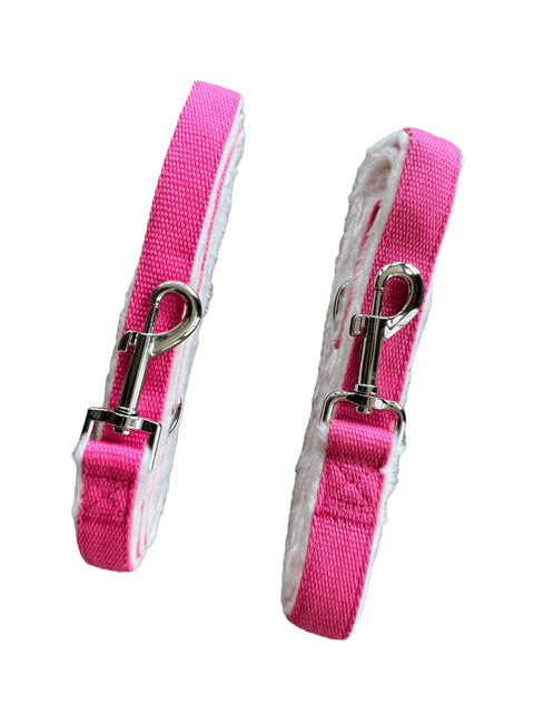 Pink leash with metal clasp, available in small and large sizes, durable and comfortable for daily walks.
