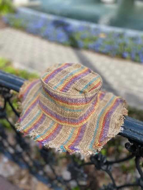 Hemp Sun Hat - Multi Color Stripe