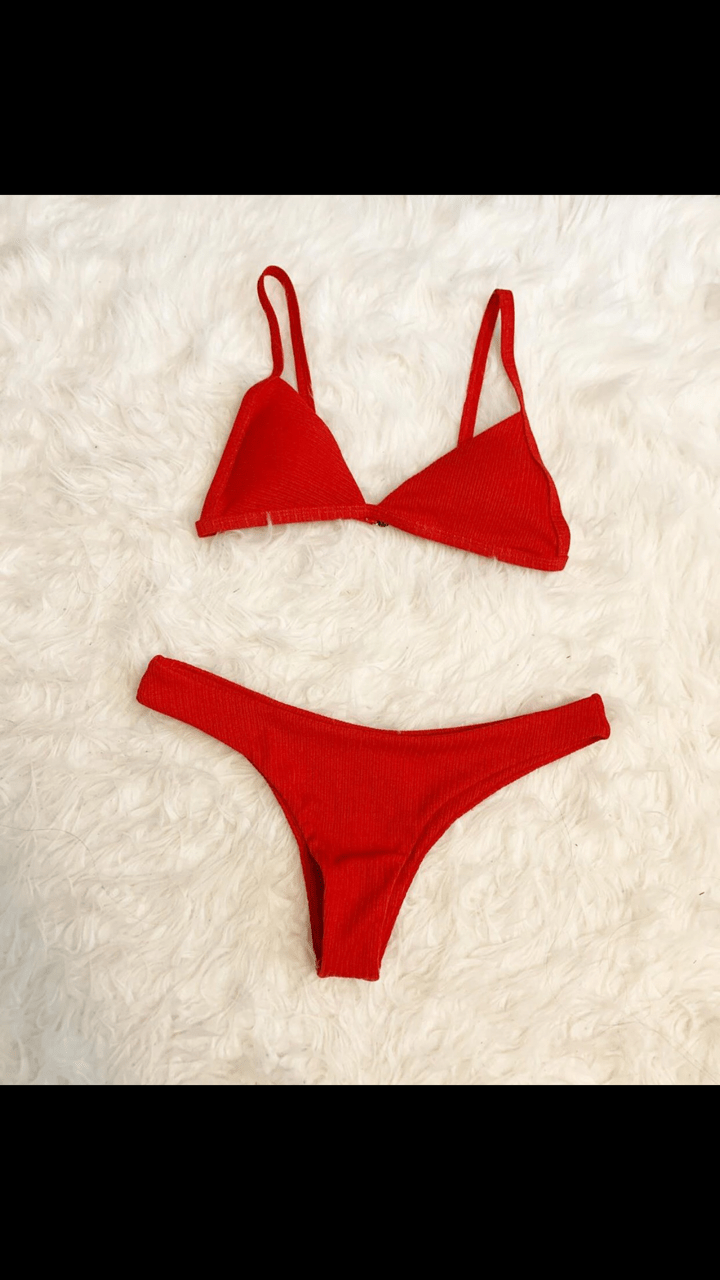 Thong Red Hemp Blend Bikini Bathing Suit