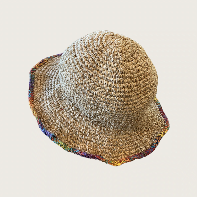 Hemp Crochet Sun Hat - Rainbow