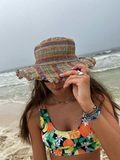 Hemp Sun Hat - Multi Color Stripe