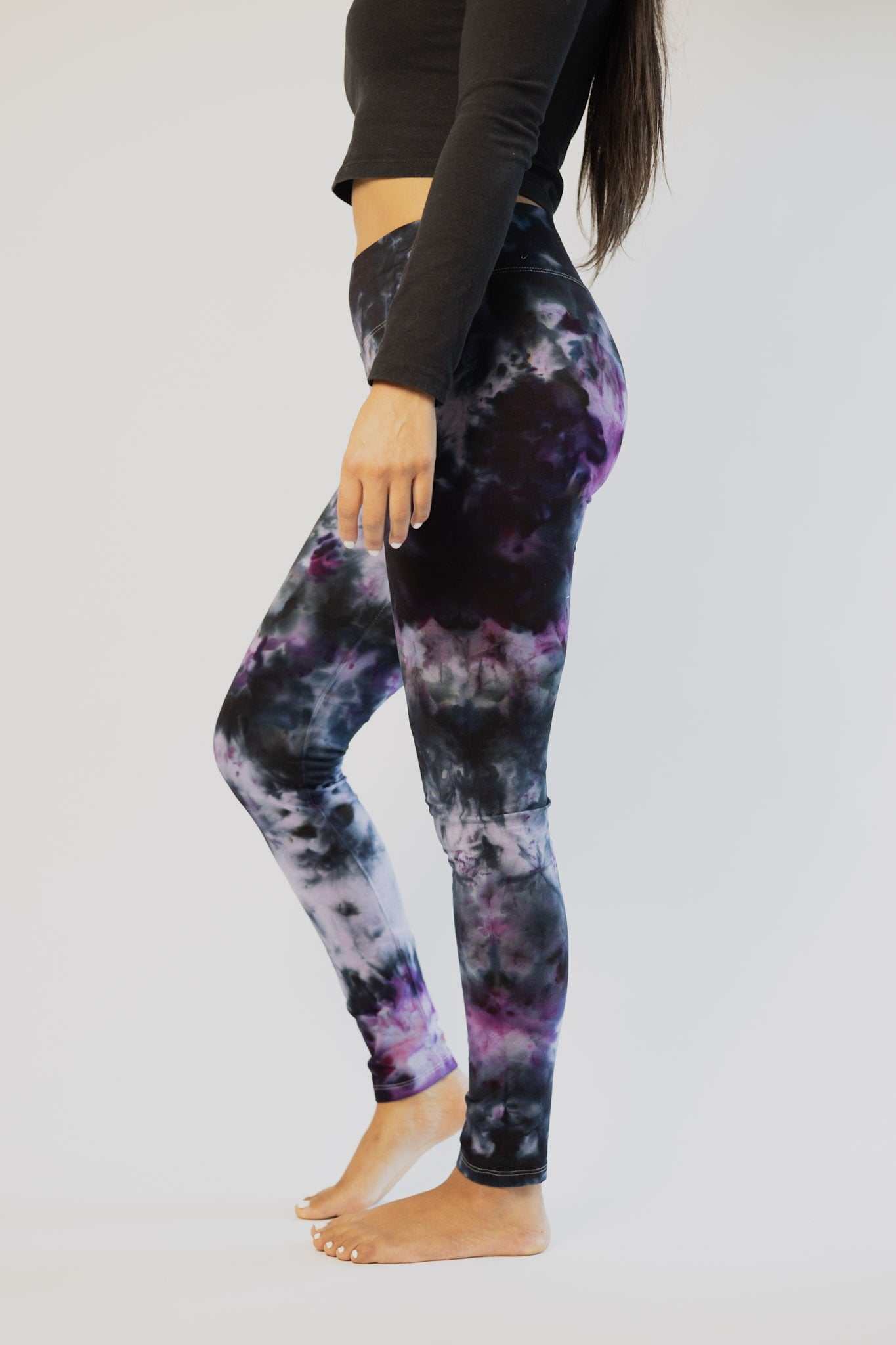 Hemp Tie Dye Leggings - Purple Black by Asatre