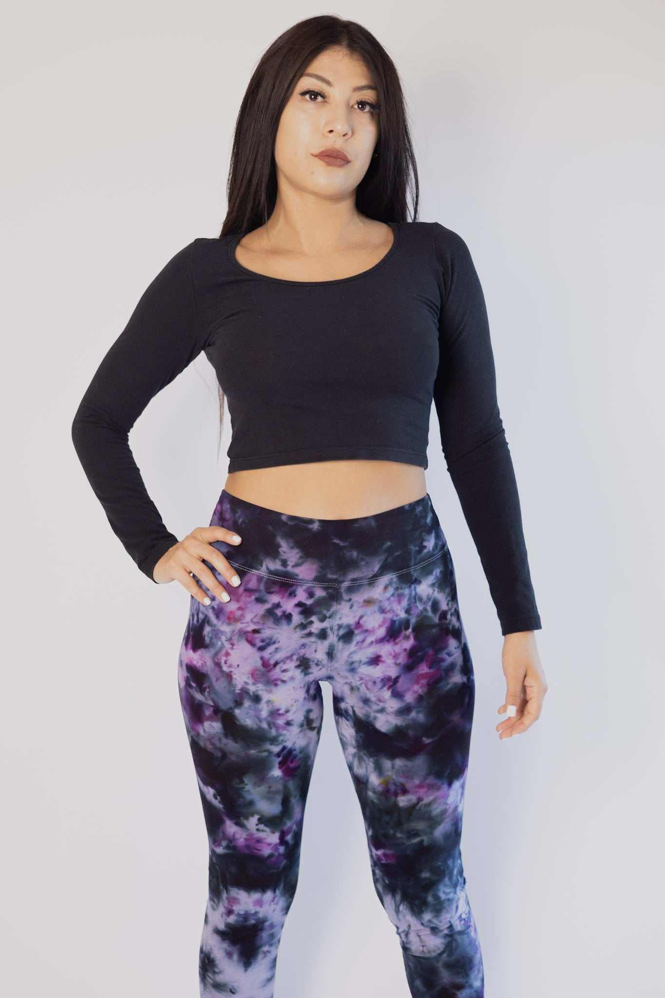 Hemp Tie Dye Leggings - Purple Black by Asatre