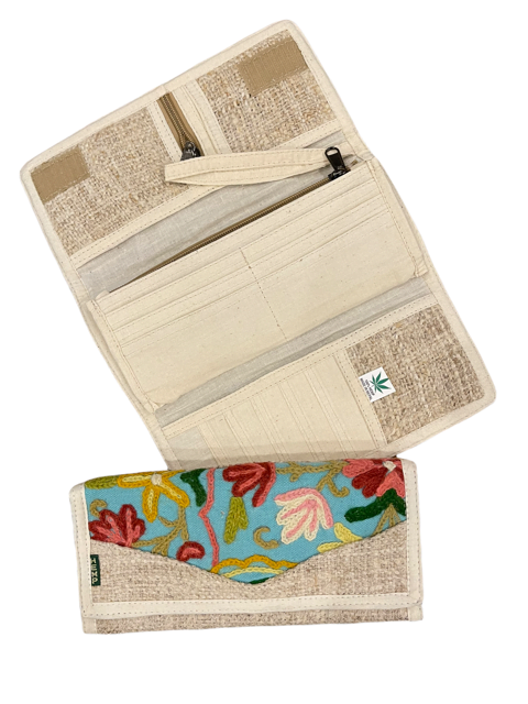 Handmade Wallet - Women's Hemp Embroidered Wallet|Asatre