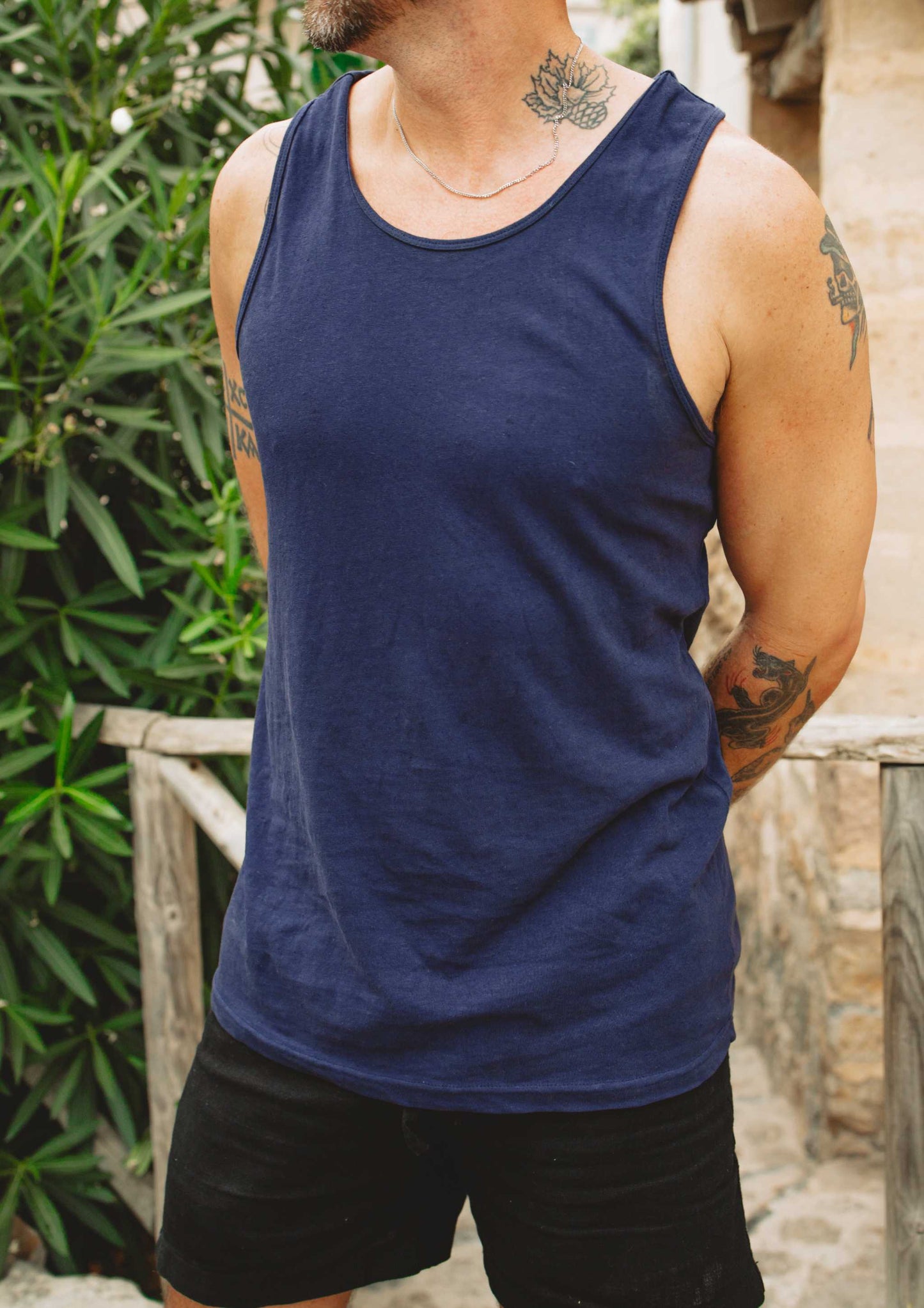 Lightweight hemp tank top with organic cotton blend for breathable, moisture-wicking workout and yoga wear