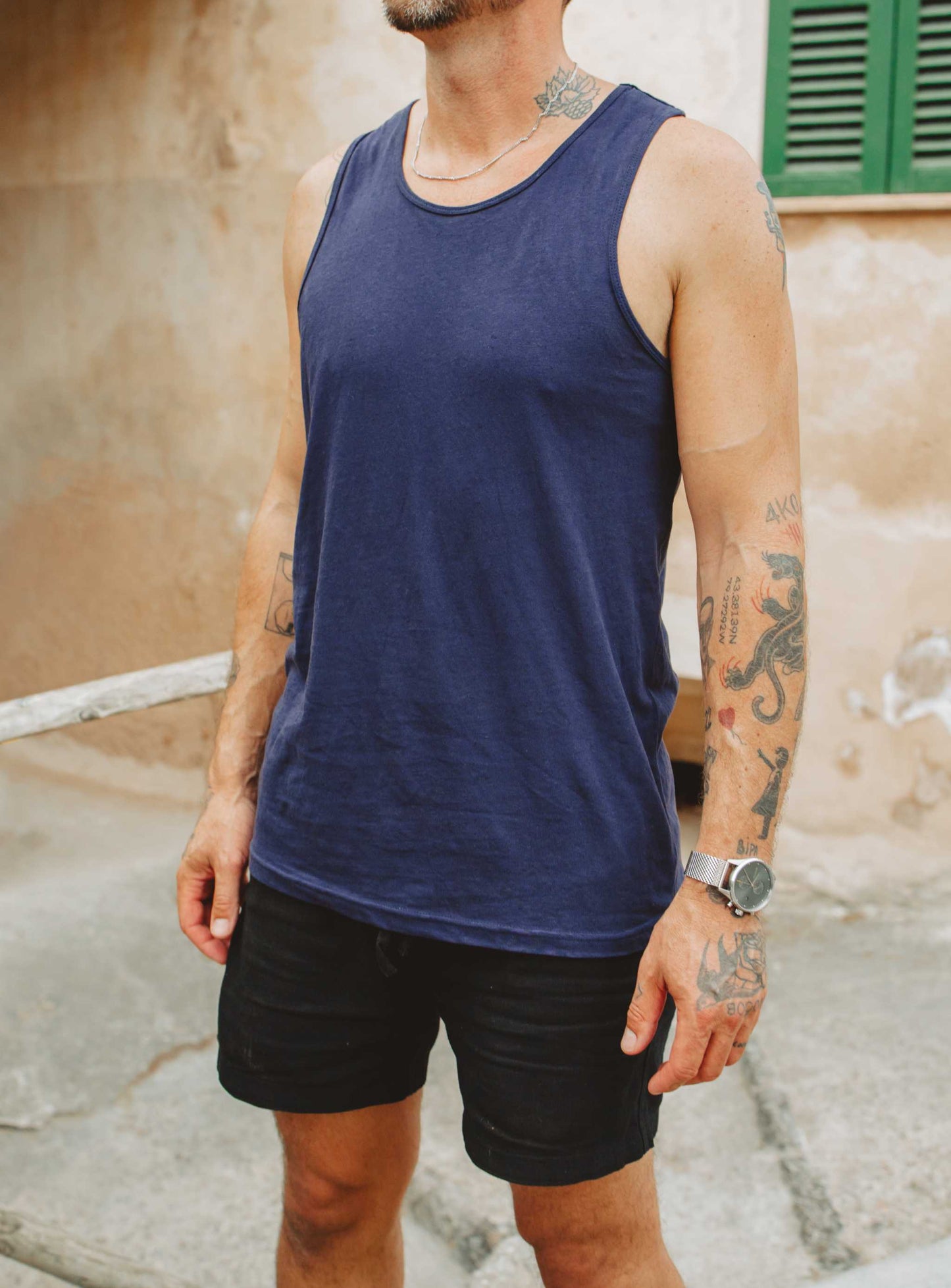 Organic Cotton Blend Tank Top Mens Athletic Wear Hemp Fabric Construction Breathable Workout Clothing Natural Fiber Design Moisture Wicking Properties Lightweight Gym Tank Sustainable Fitness Apparel Perfect Yoga Practice Wear Running