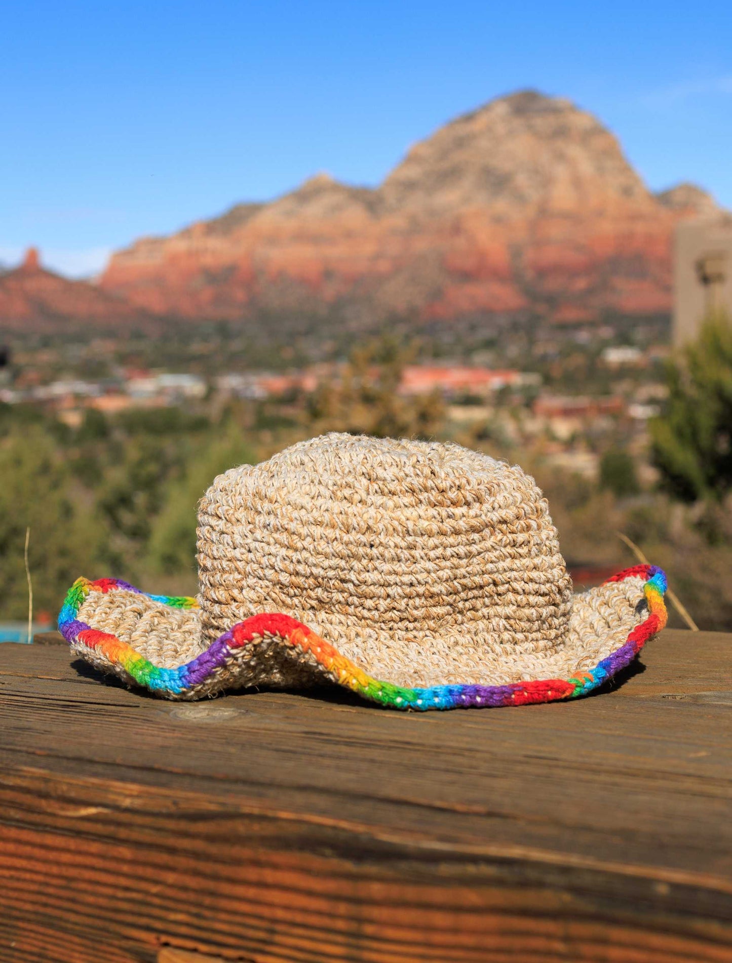 Hemp Crochet Sun Hat - Rainbow