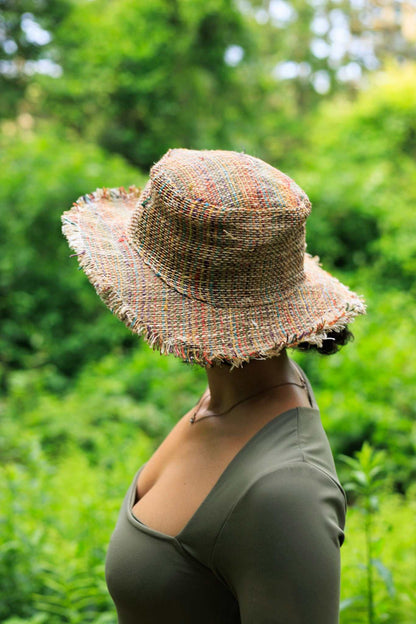 Hemp Sun Hat – Handmade Multicolor Stripe Natural Fiber Beach Accessory