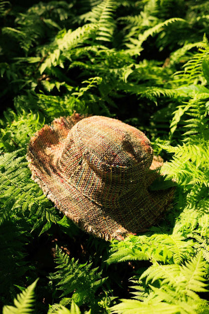 Hemp Sun Hat – Handmade Multicolor Stripe Natural Fiber Beach Accessory