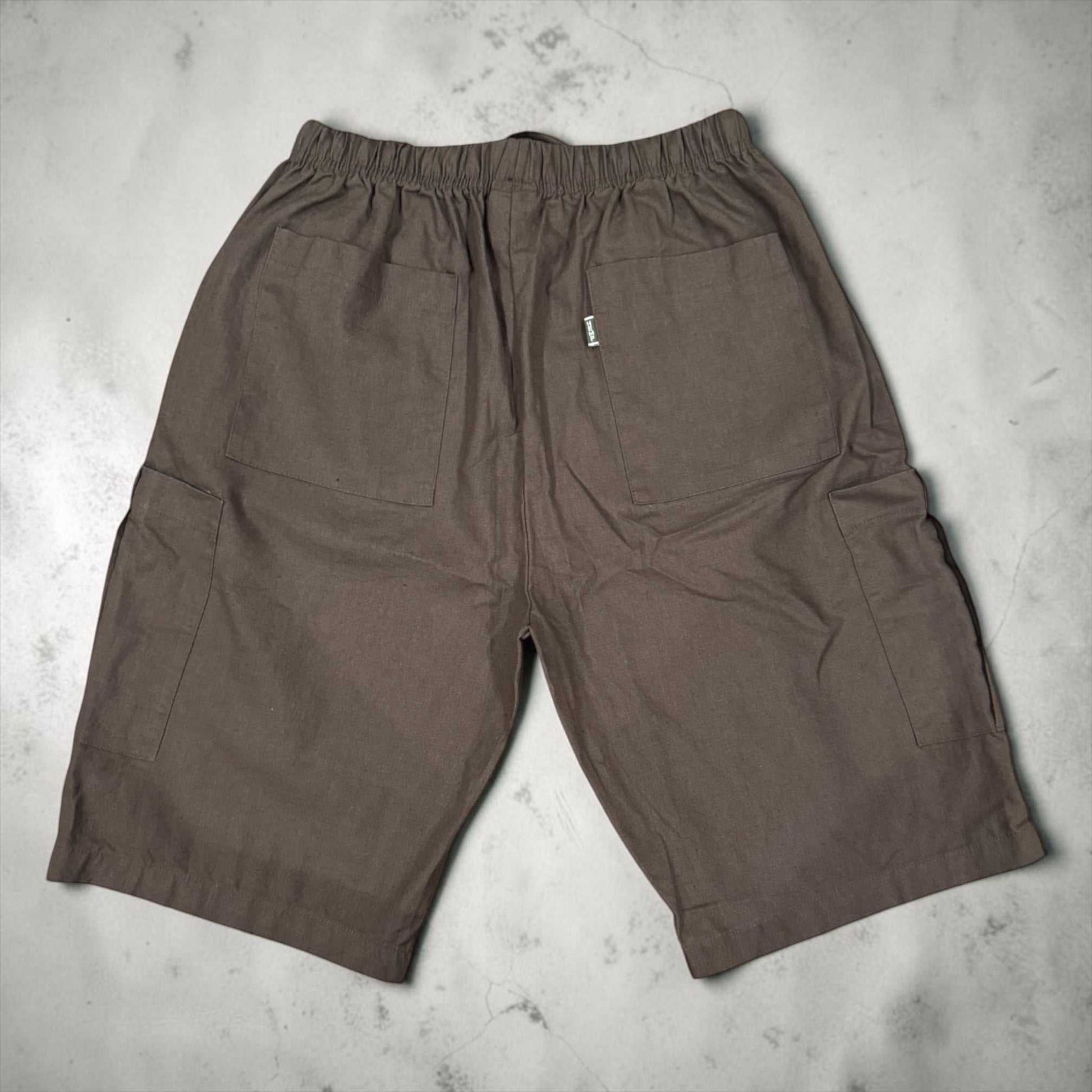 Men's hemp cargo shorts in breathable sustainable hemp and organic cotton blend with multiple pockets
