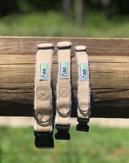 Hemp Dog Collar and Leash Set (Beige)