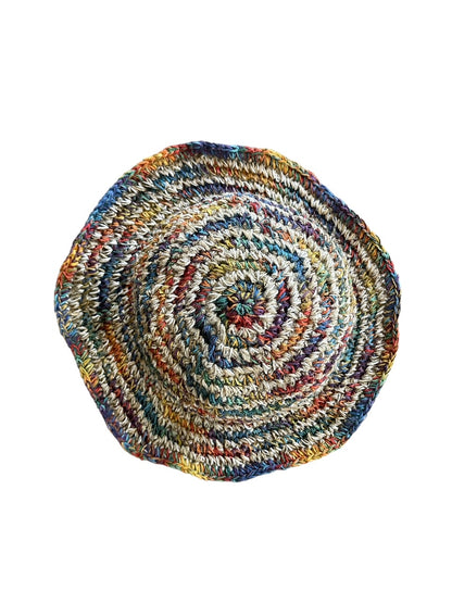 Hemp Crochet Sun Hat - Multi Stripe Dark or Light