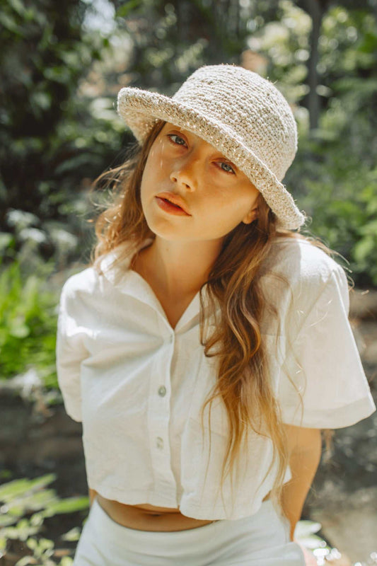 Summer Sun Protection Hat Handmade Crochet Design Hemp Wire Brim Hat Adjustable Beach Hat Natural Fiber Construction Sustainable Fashion Accessory Organic Cotton Blend Lightweight Custom Shape Design Perfect Travel Hat Collection Festival