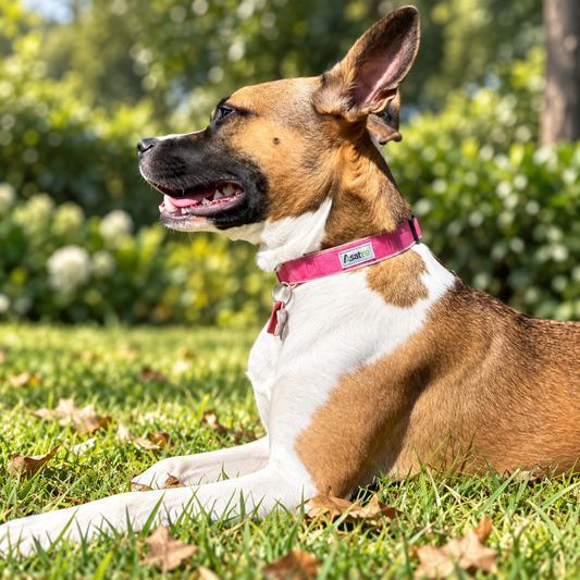 Pink Hemp Dog Collar – Soft Fleece Lined Adjustable