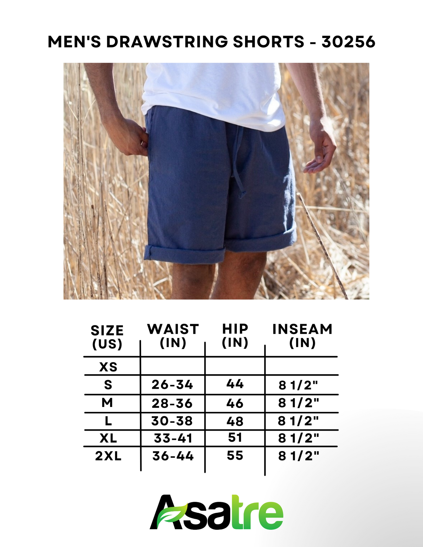 Organic Cotton Shorts - Men's Hemp & Linen-like Drawstring Shorts