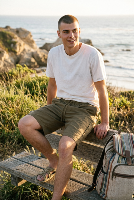 Black hemp cargo shorts with breathable organic cotton blend and adjustable waistband