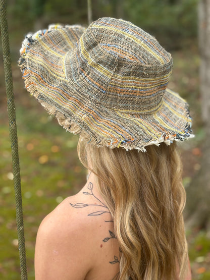 Hemp Sun Hat - Multi Color Stripes