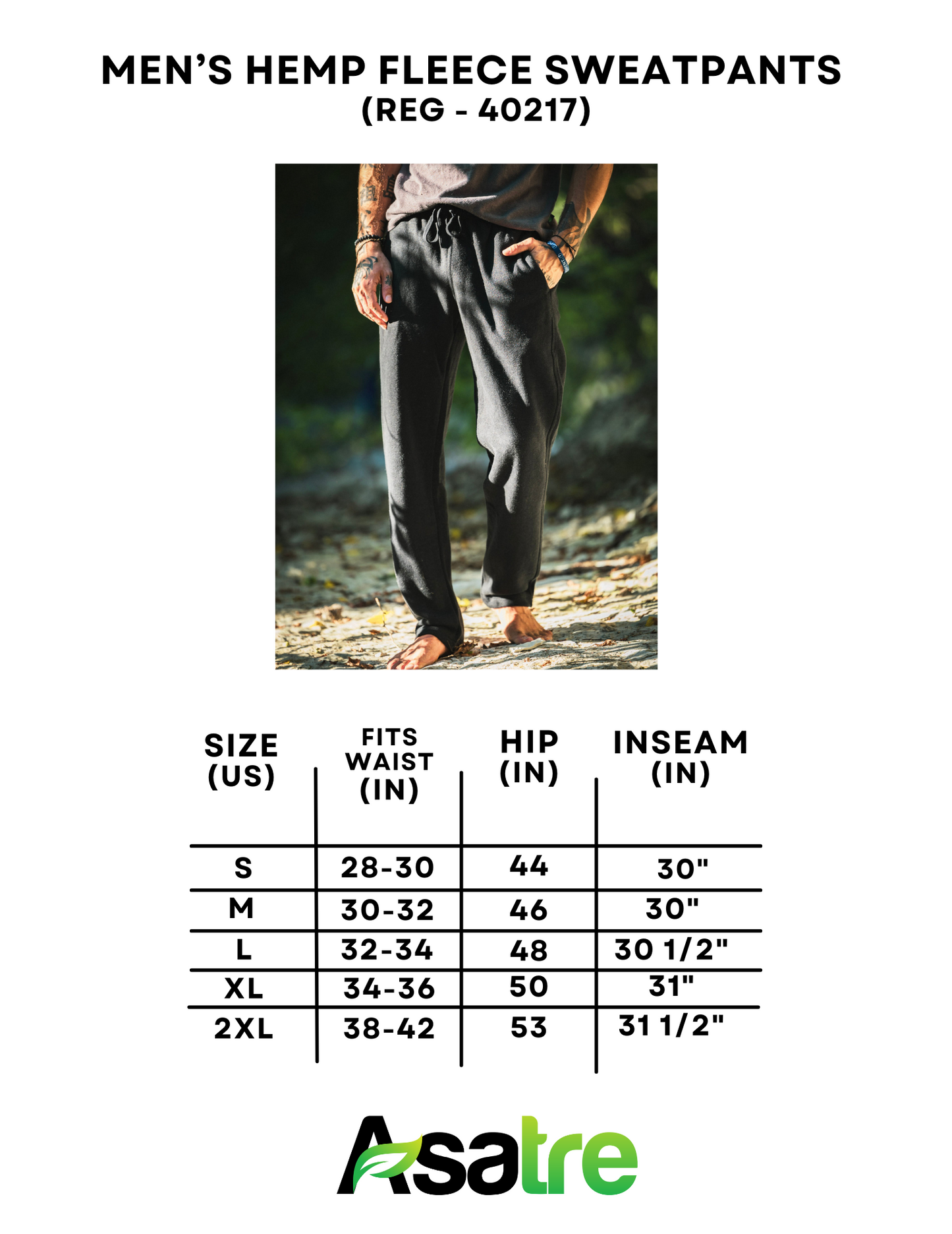 Men's Hemp and Organic Cotton Fleece Sweatpants - Slim/Reg