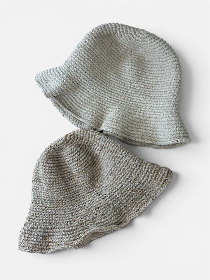 Handmade foldable hemp beach hat with wide brim, crocheted from natural hemp and organic cotton for summer sun protection and eco-friendly style